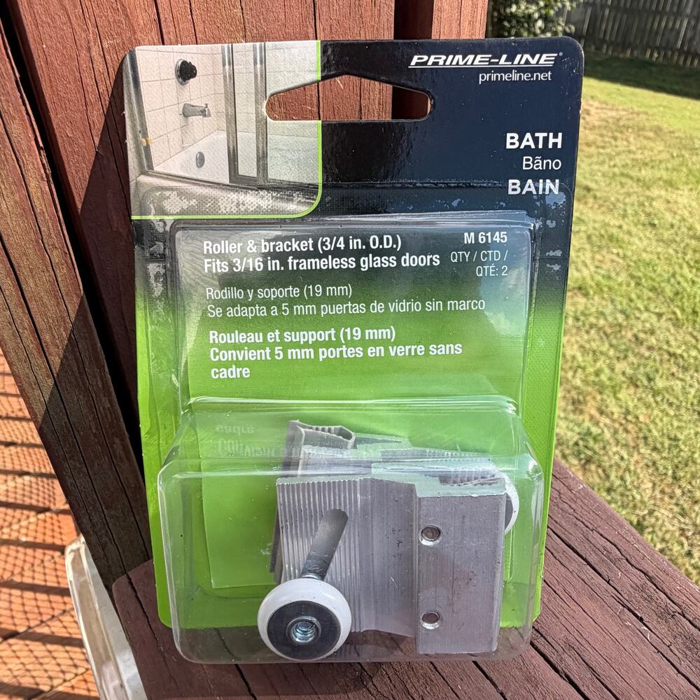 Prime-Line M 6145 Frameless Shower Door Roller & Bracket 3/4" O.D. 2-Pack NEW